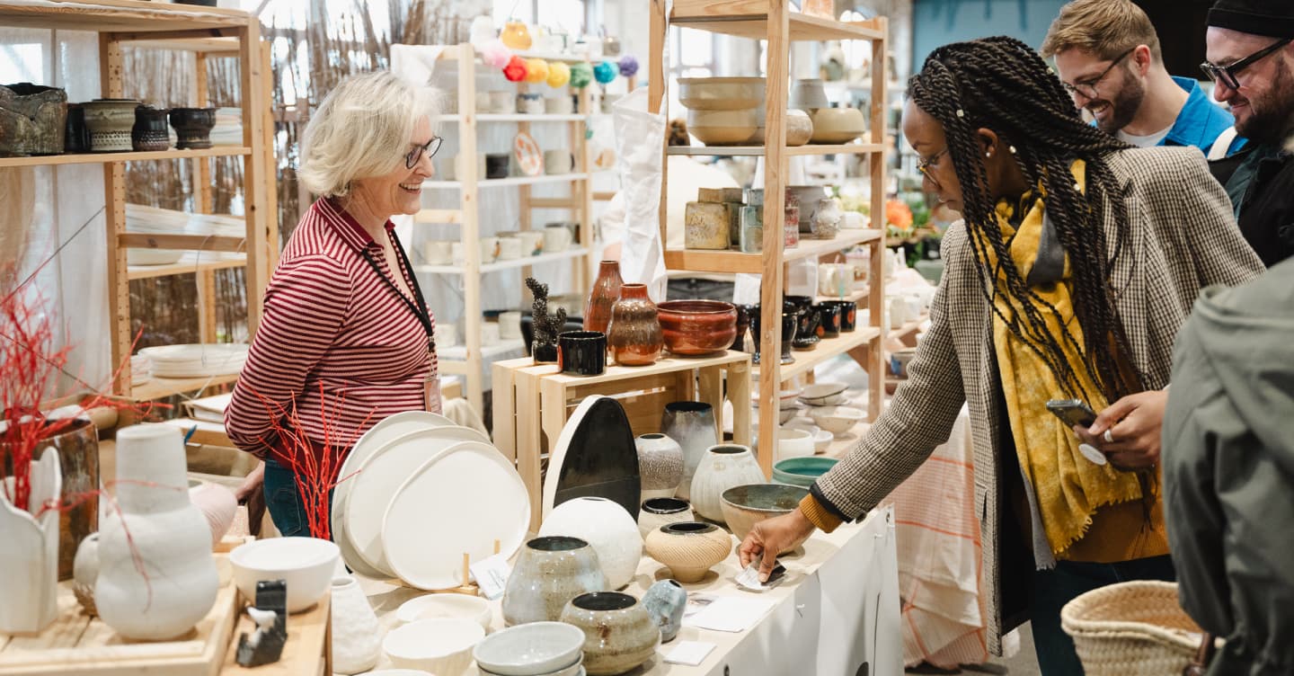 Stallholders present their ceramic pieces at Sydney Ceramics Market, photo: Amy Piddington.